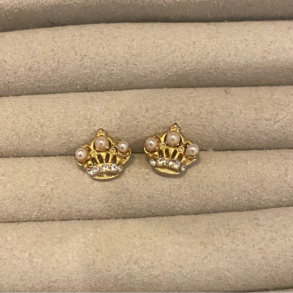 Vintage Juicy couture crown pearl earrings stud